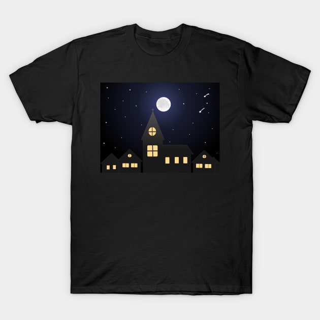 Full moon night over the town T-Shirt by TheLouisa